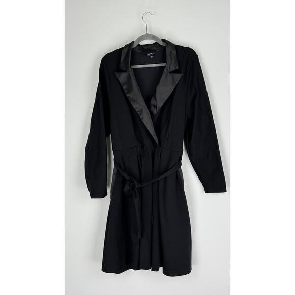 Torrid Womens Mini Tuxedo Dress Plus Size 20 Black Long Sleeve Short Tie Belt - Picture 5 of 13